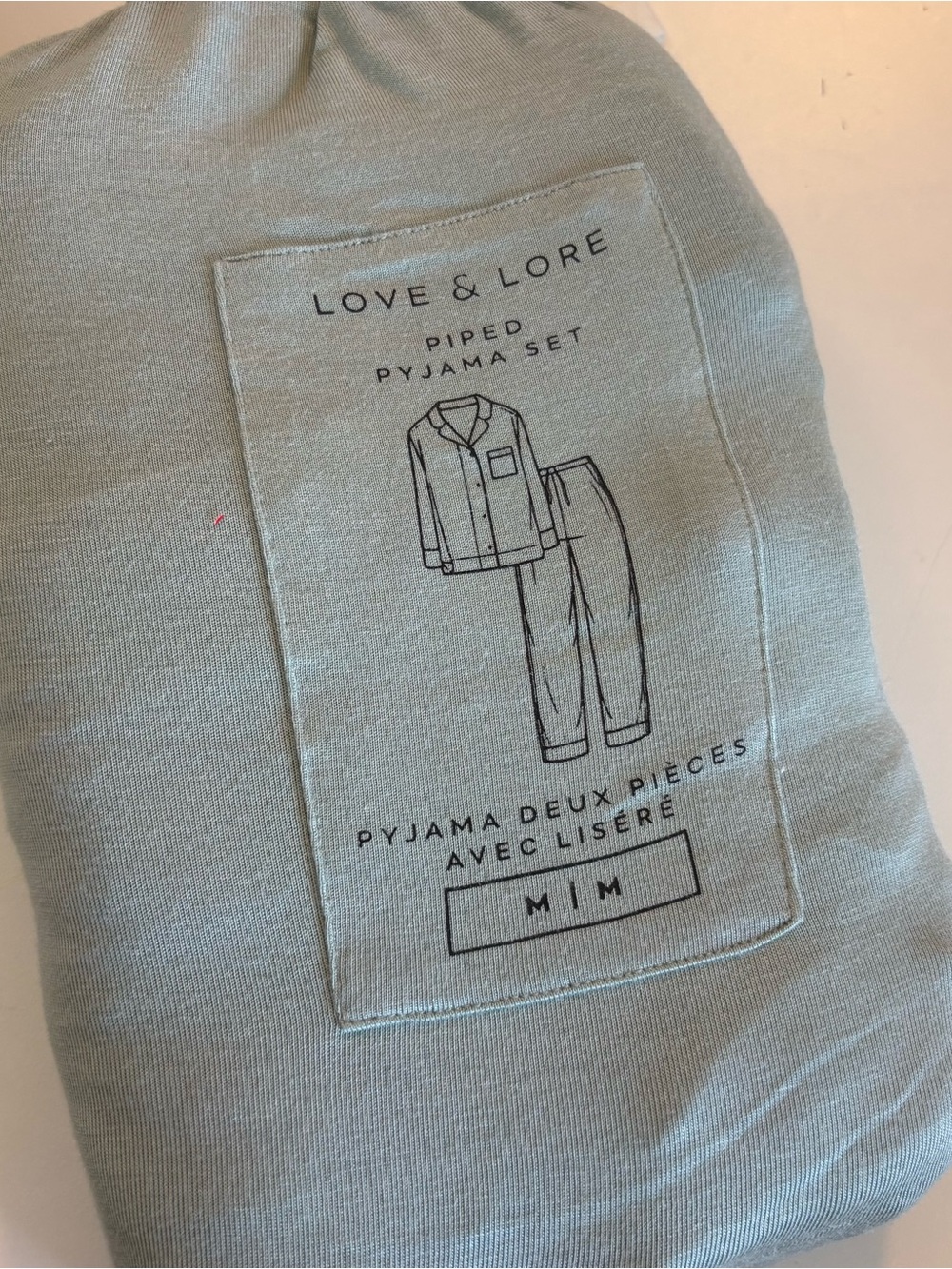 Love & Lore Light Sage Piped Pajama Set
